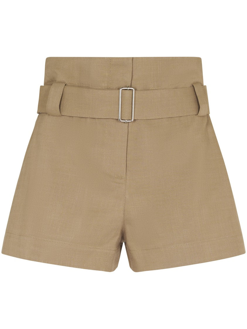 Msgm Tailored High-Waist Beige Shorts