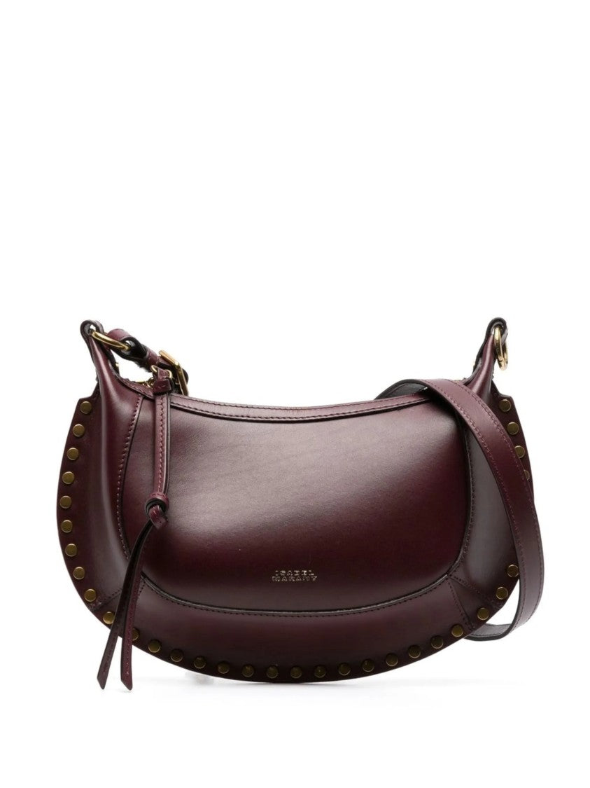 Isabel Marant Crescent-Shaped Burgundy Calf Leather Shoulder Bag
