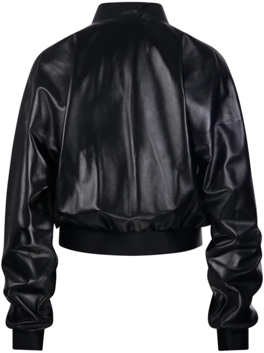 Gucci Cropped Bomber Jacket With High Collar And Ribbed Accents