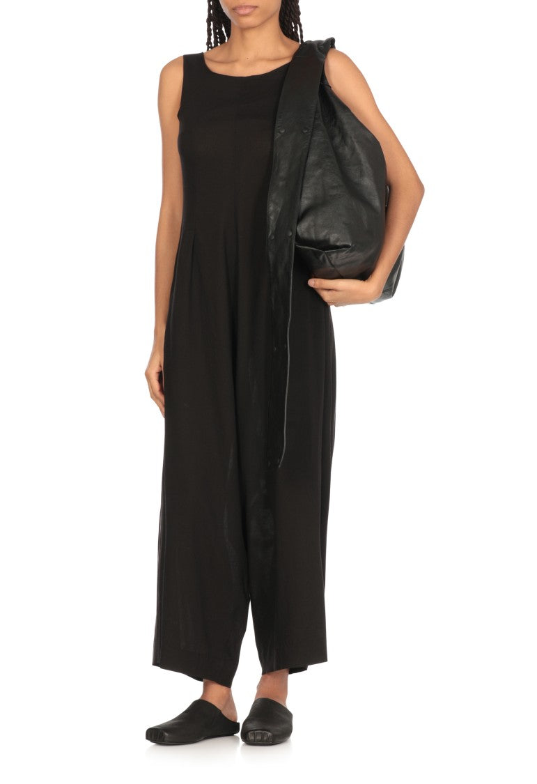 Y's Black Linen Blend Jumpsuit