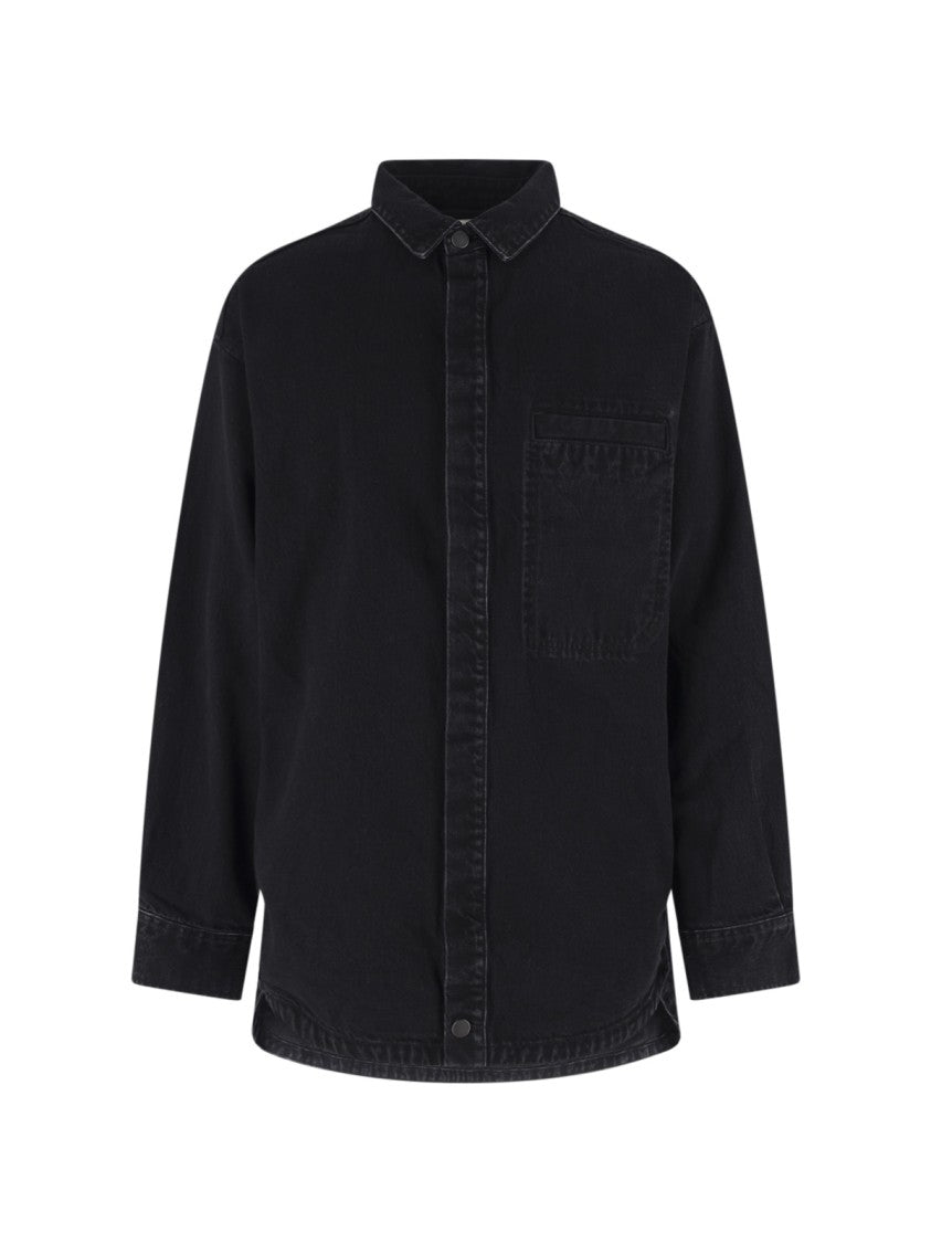 Entire Studios Black Long-Sleeve Concealed Button Shirt