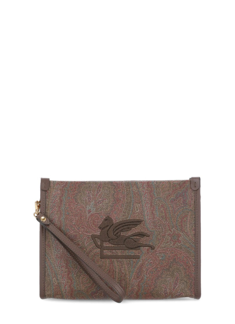 Etro Rectangular Paisley Pattern Pochette With Embroidered Pegaso Logo