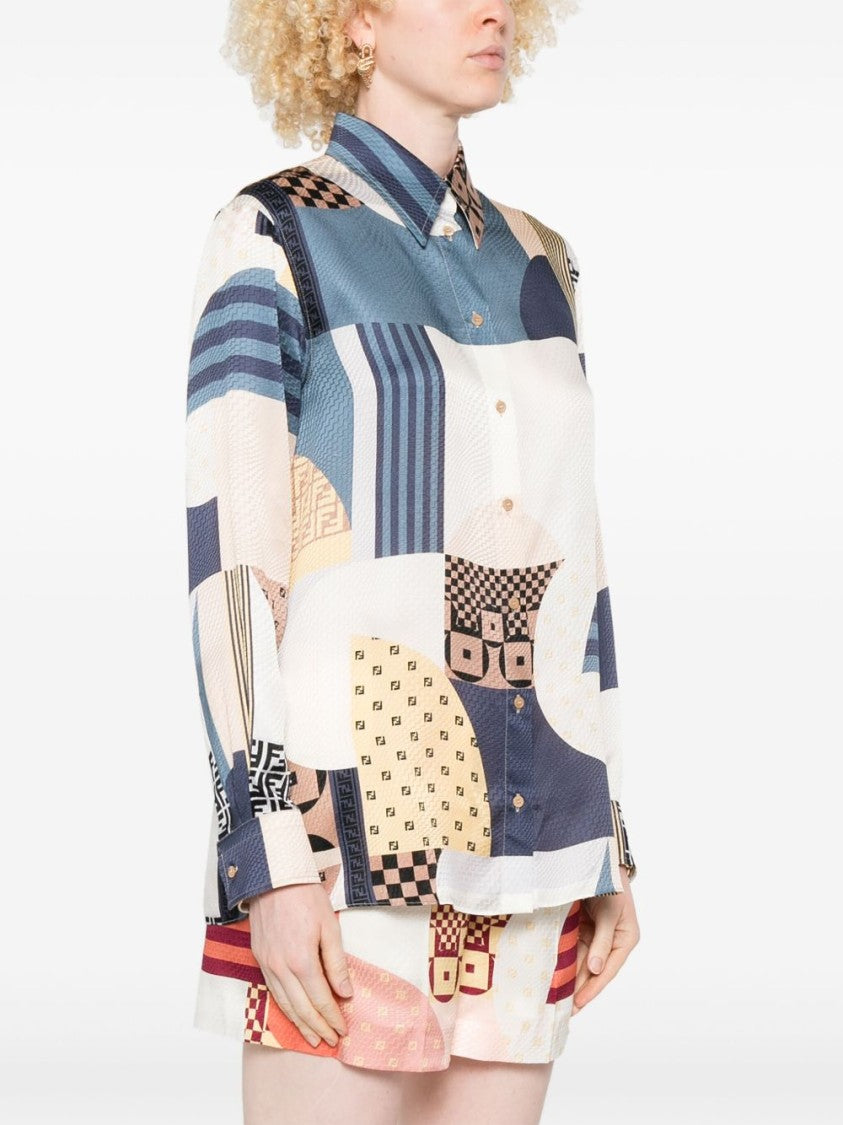 Fendi Silk Jacquard Crêpe Short-Sleeved Shirt