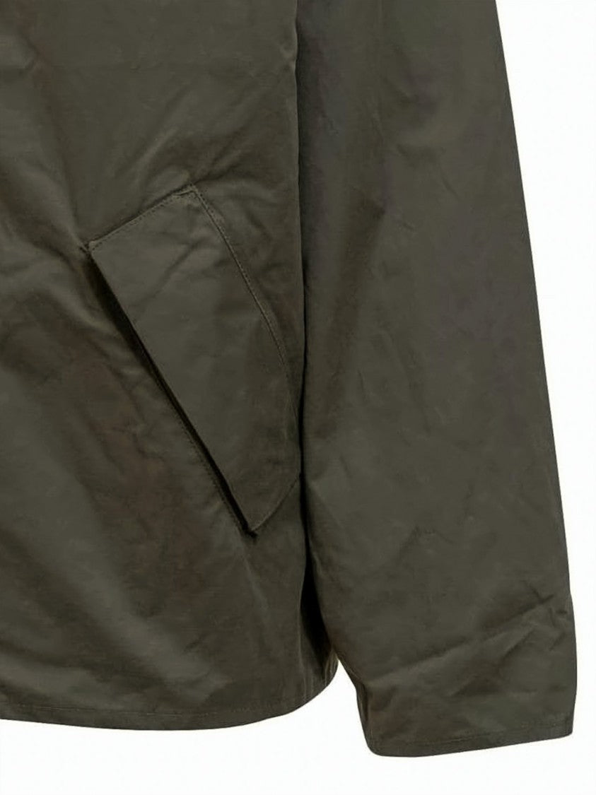 Barbour Cropped Matte Olive Green Jacket With Corduroy Collar