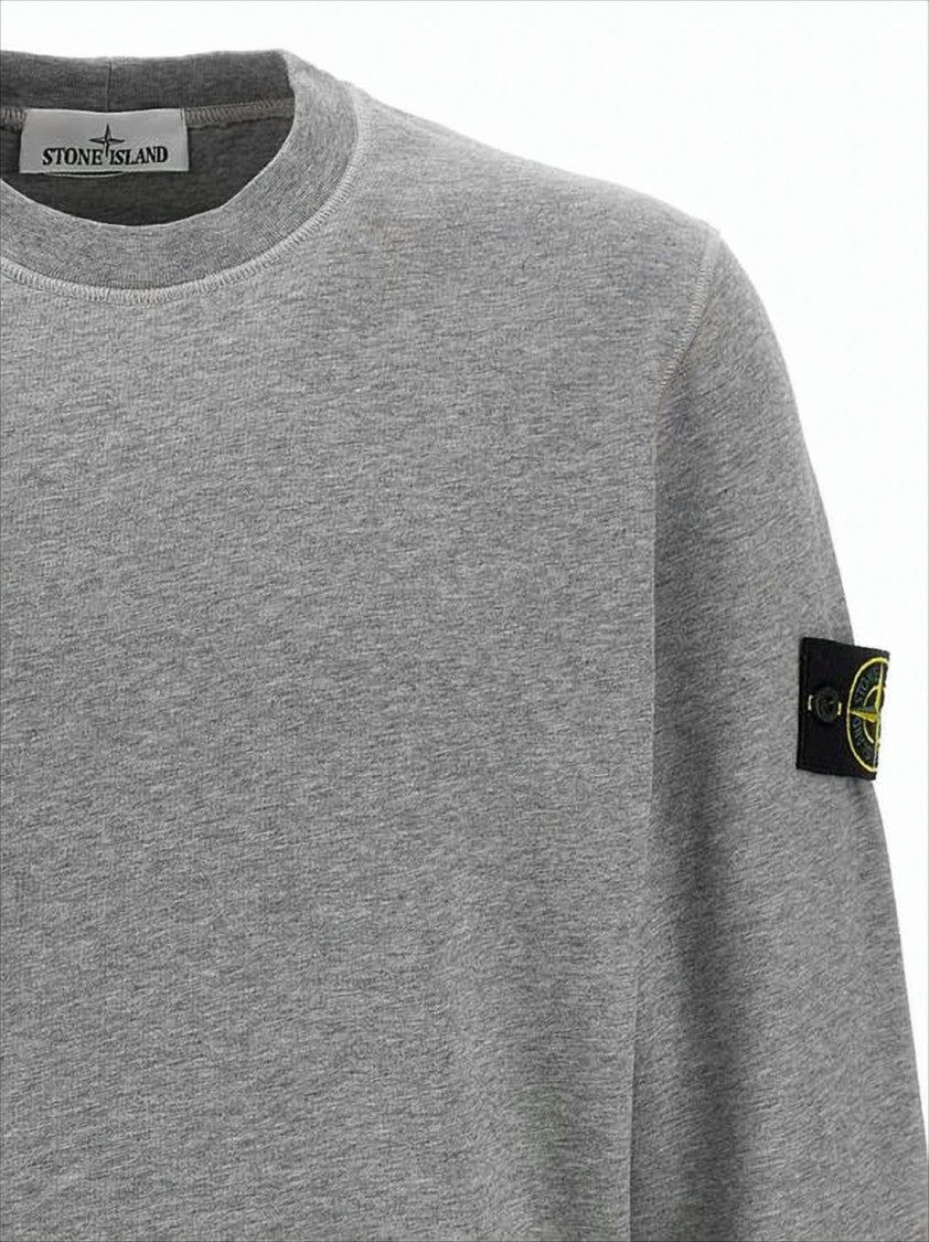 Stone Island Long-Sleeve Grey Sweatshirt With Compass Logo Patch