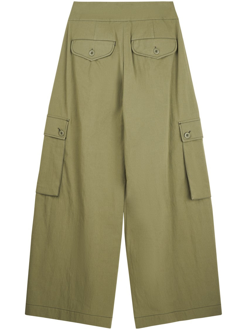 Max Mara Wide-Leg Trousers With Cargo Pockets And Structured Texture