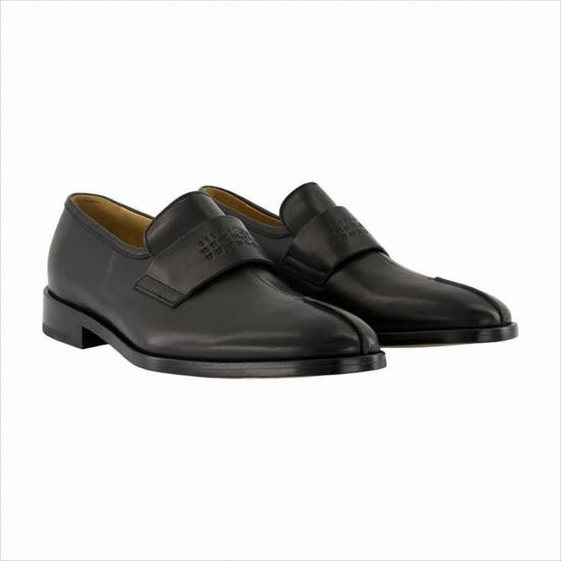 Mm6 By Maison Margiela Refined Black Leather Loafers With Embossed Strap Detail