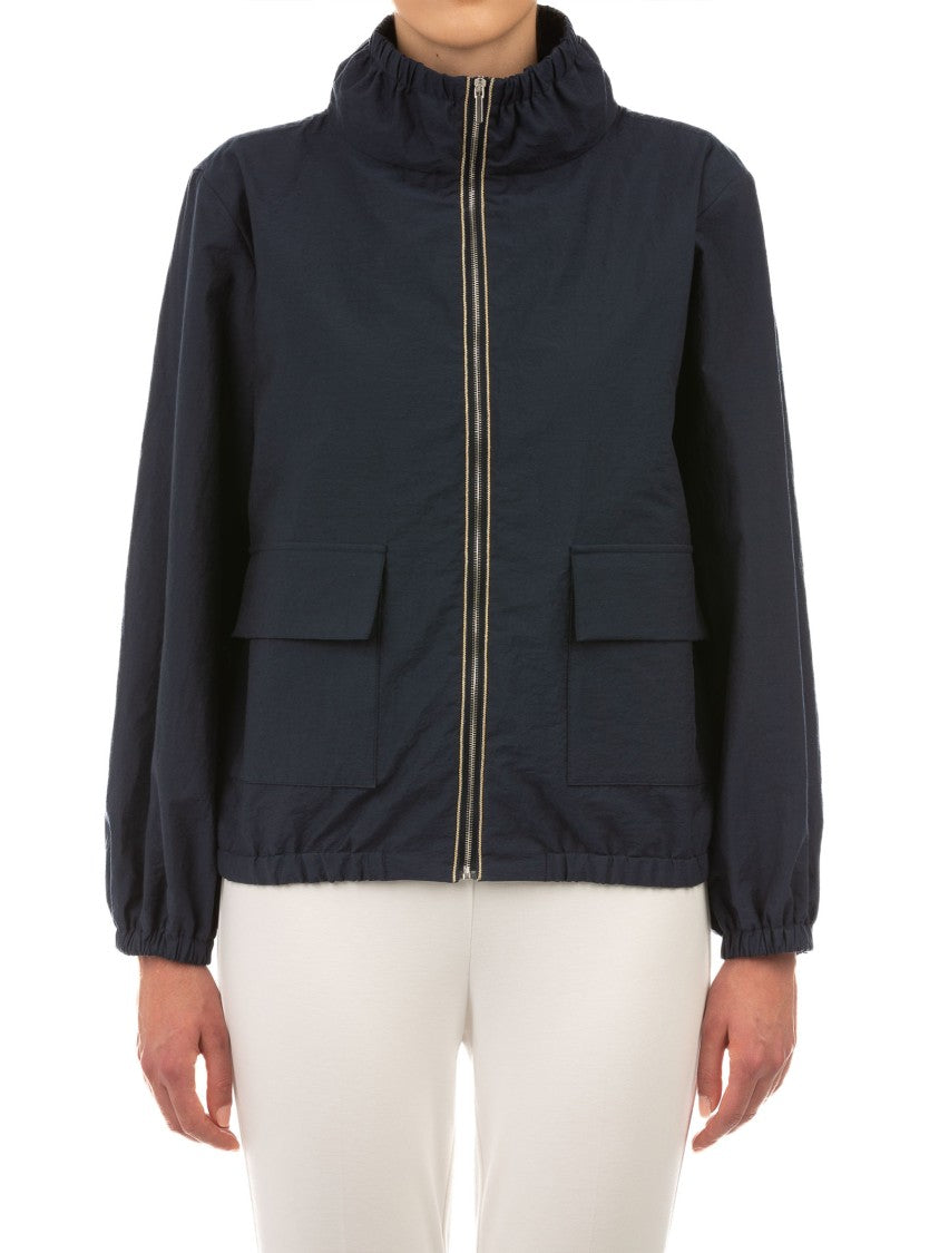 Le Tricot Perugia Blue Cropped Casual Cotton Jacket