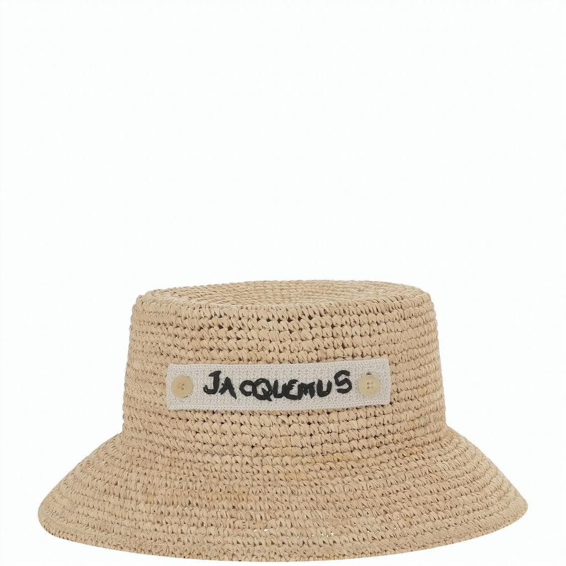 Jacquemus Woven Raffia Bucket Hat With Contrasting Logo Label