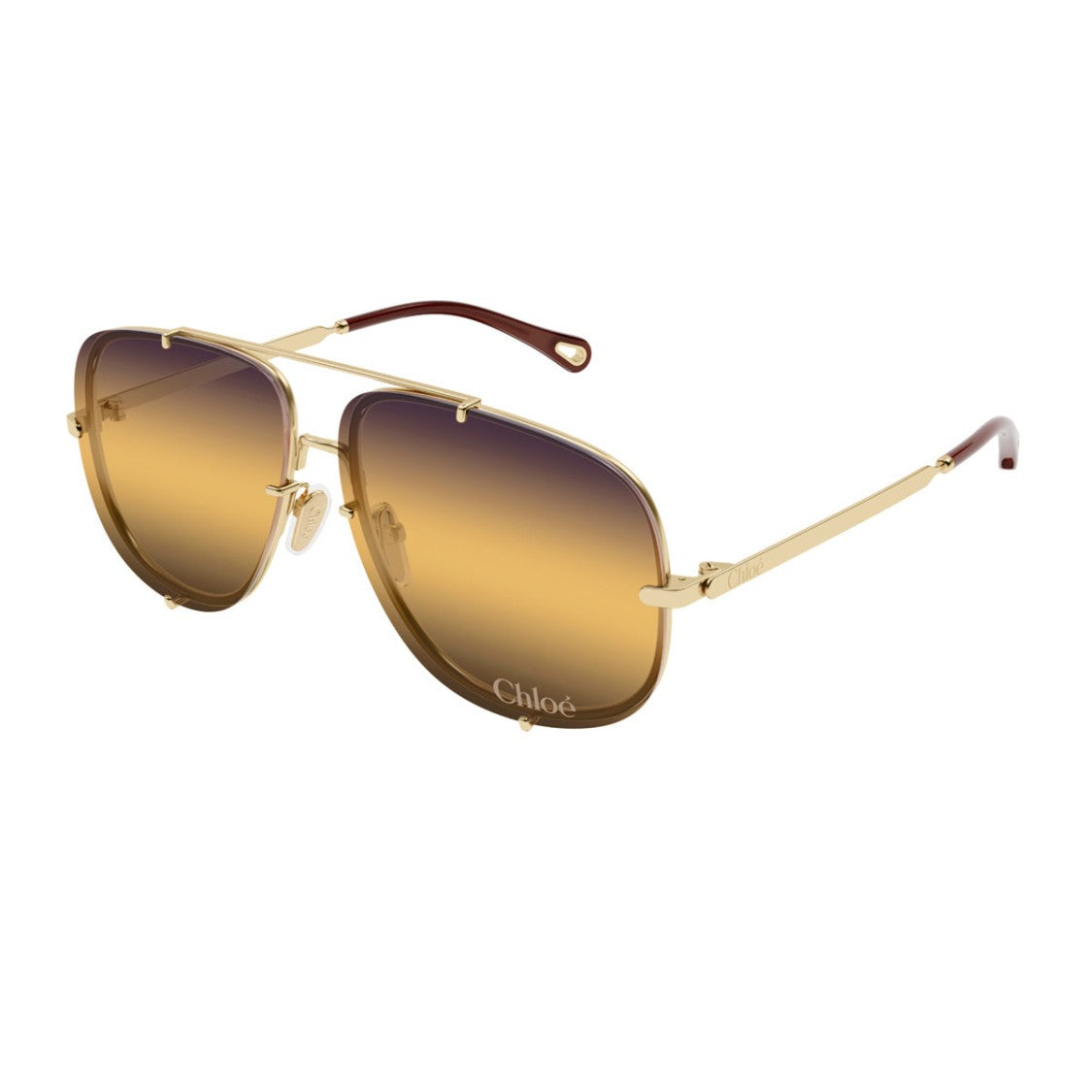 Chloé Gold Ch0348s Oversized Square Metal Sunglasses