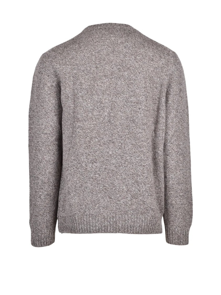 Zanone Grey Textured Virgin Wool Crewneck Sweater