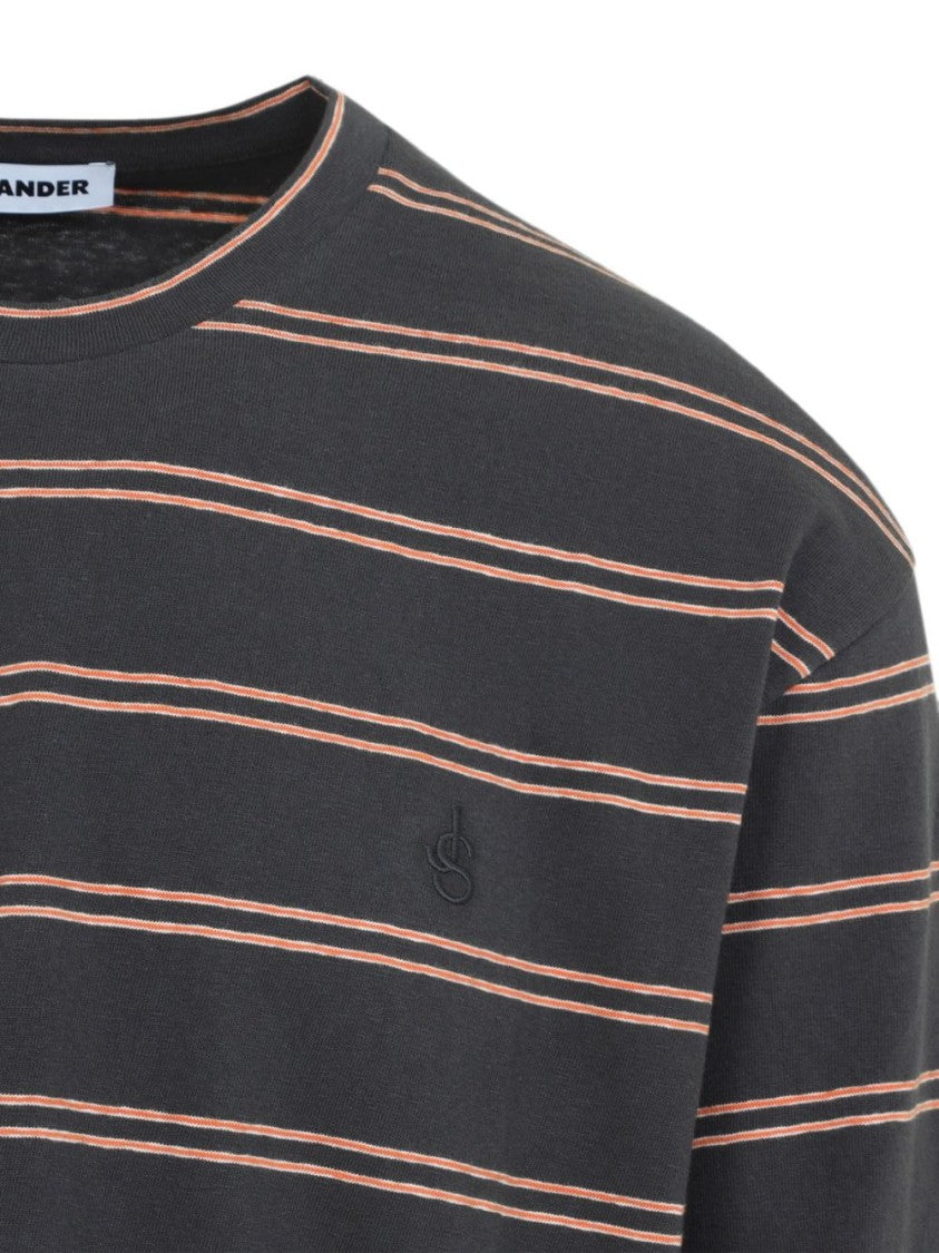 Jil Sander Long-Sleeve Striped Logo T-Shirt