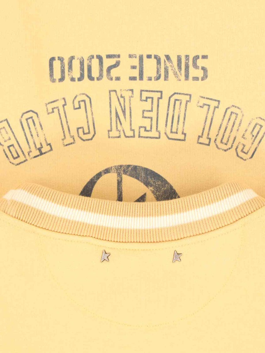 Golden Goose Crew-Neck T-Shirt With Distressed Black Logo