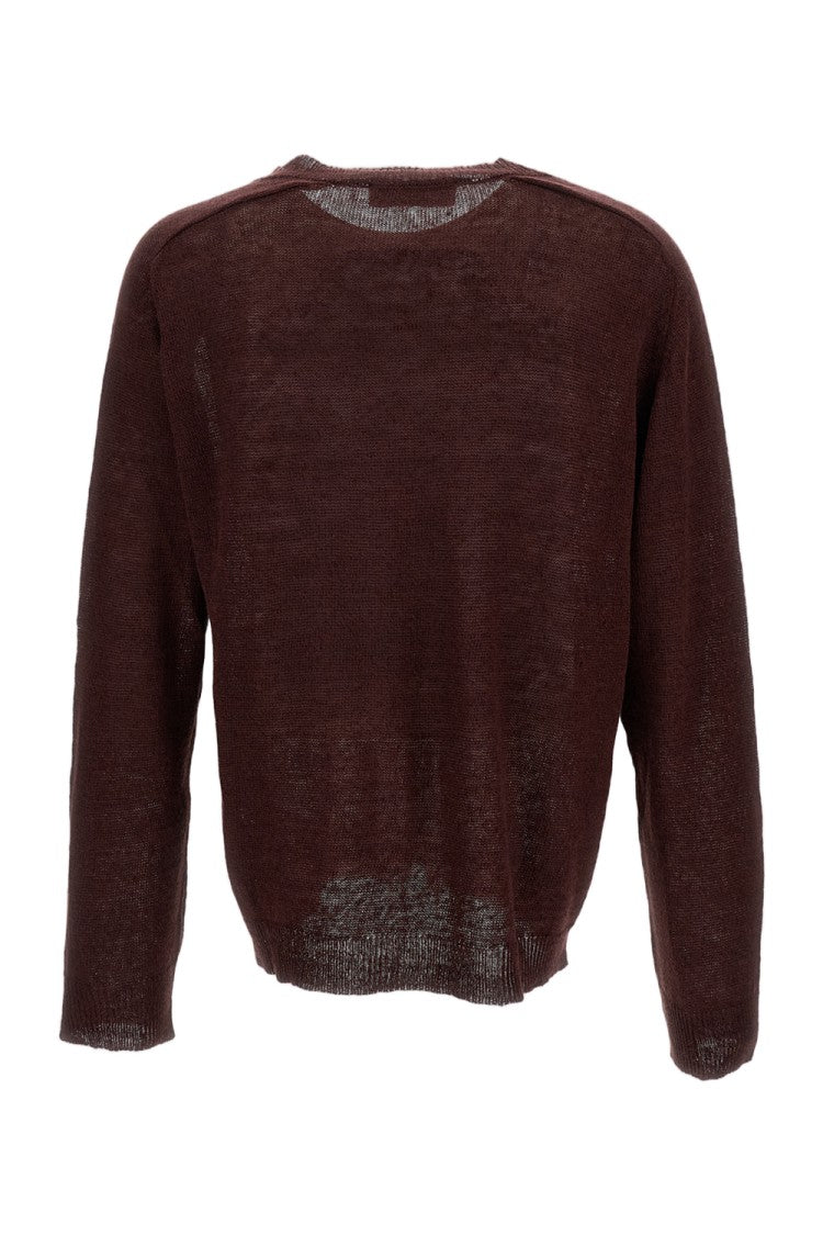 Our Legacy Brown Linen-Blend V-Neck Sweater