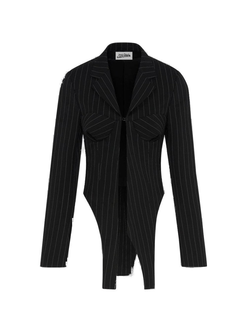 Jean Paul Gaultier Tailoring Jacket With Corset Details Black And White