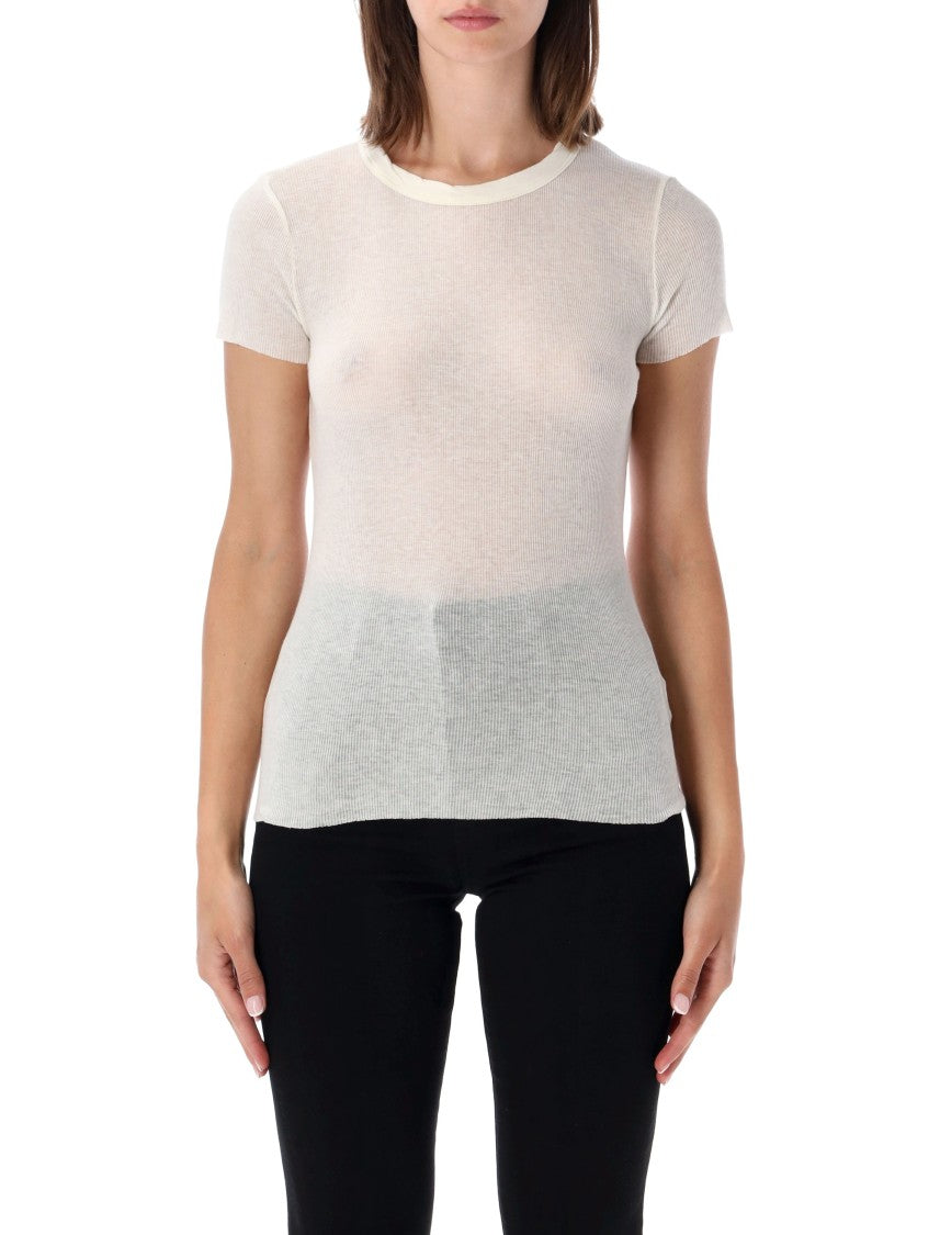 James Perse Short Sleeve Ribbed Cotton-Cashmere T-Shirt