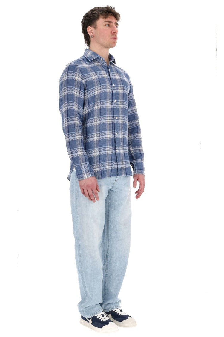 Finamore Tokyo Line Madras Pure Linen Tailored Shirt