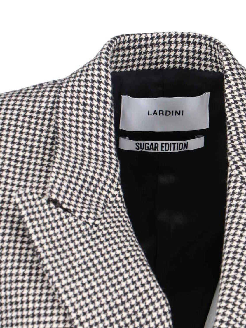 Lardini Double-Breasted Houndstooth Blazer With Metal Logo Detail