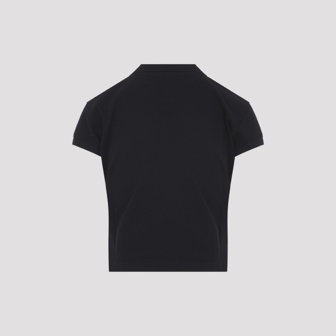 Balenciaga Cropped Black Polo Shirt With Textured Knit