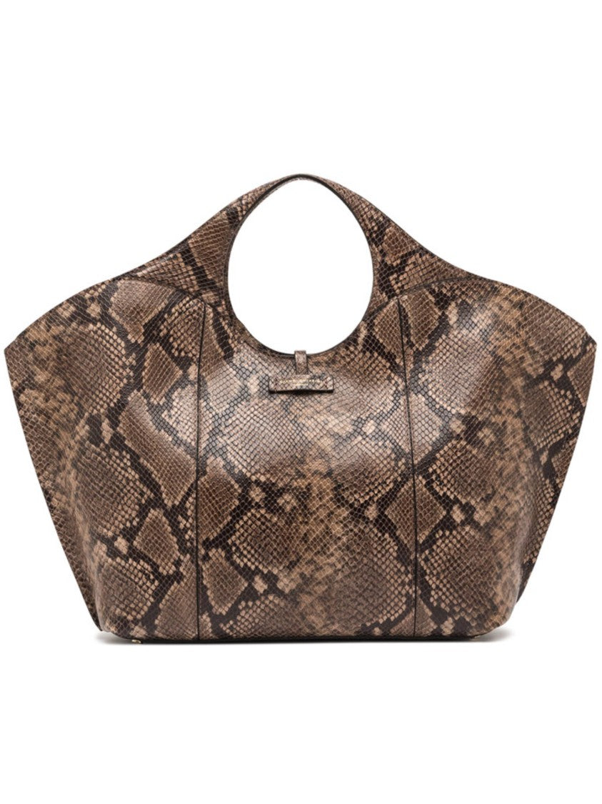 Gianni Chiarini Spacious Structured Shoulder Bag With Snakeskin Pattern