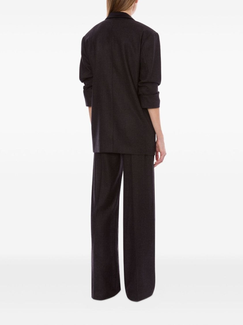 Alberta Ferretti Anthracite Grey Double-Breasted Blazer With Peak Lapels