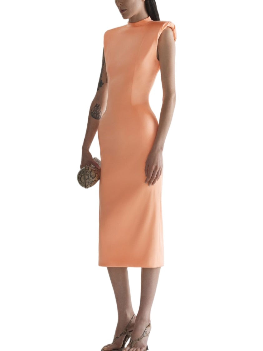 Mugler Minimalist Sleeveless V Neck Midi Dress