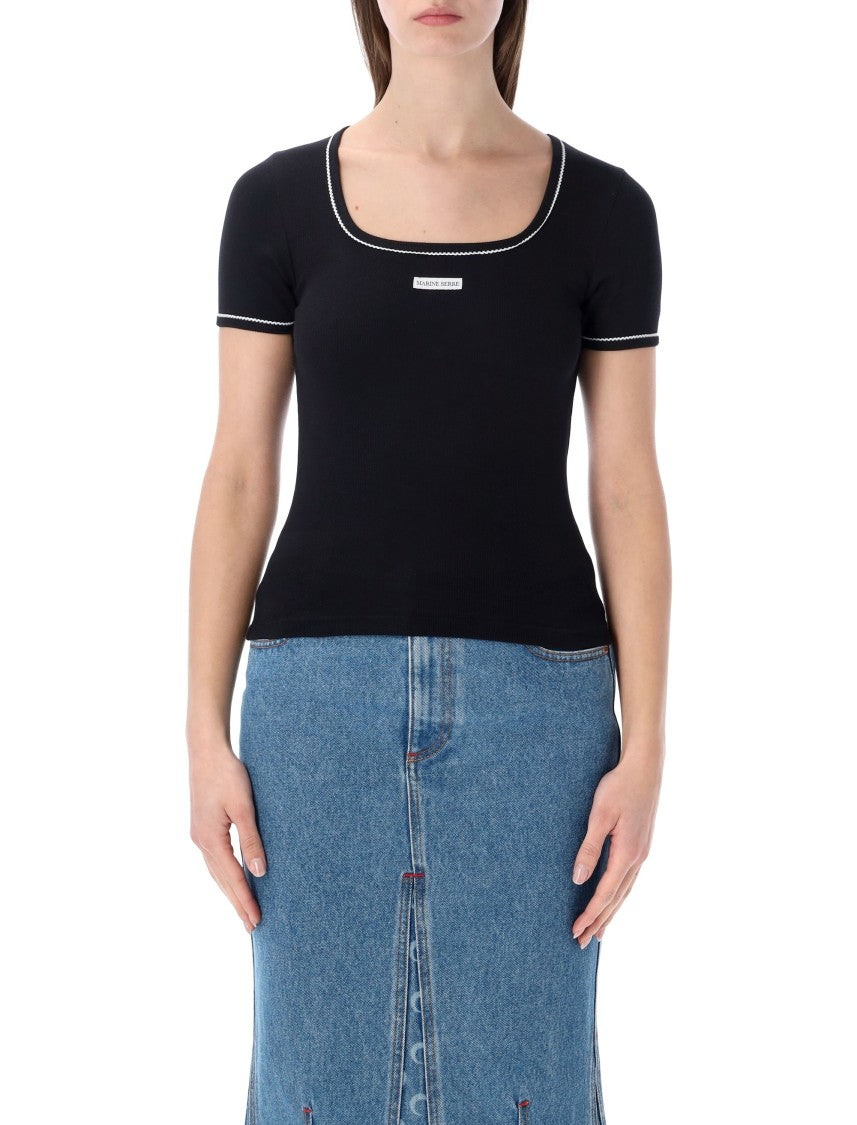Marine Serre Light Ribbed Squareneck T-Shirt