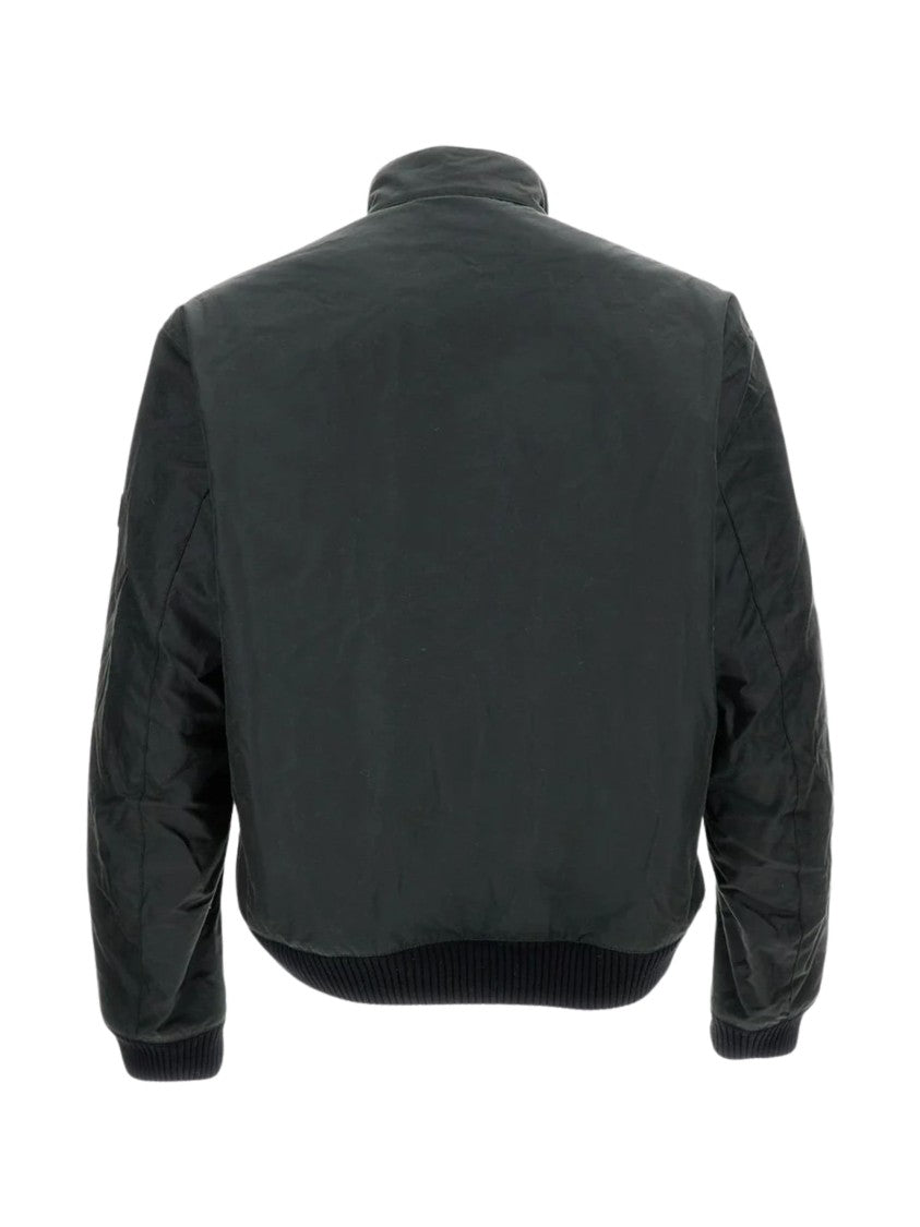 Barbour Cropped Wax Jacket With High Collar And Flap Pockets
