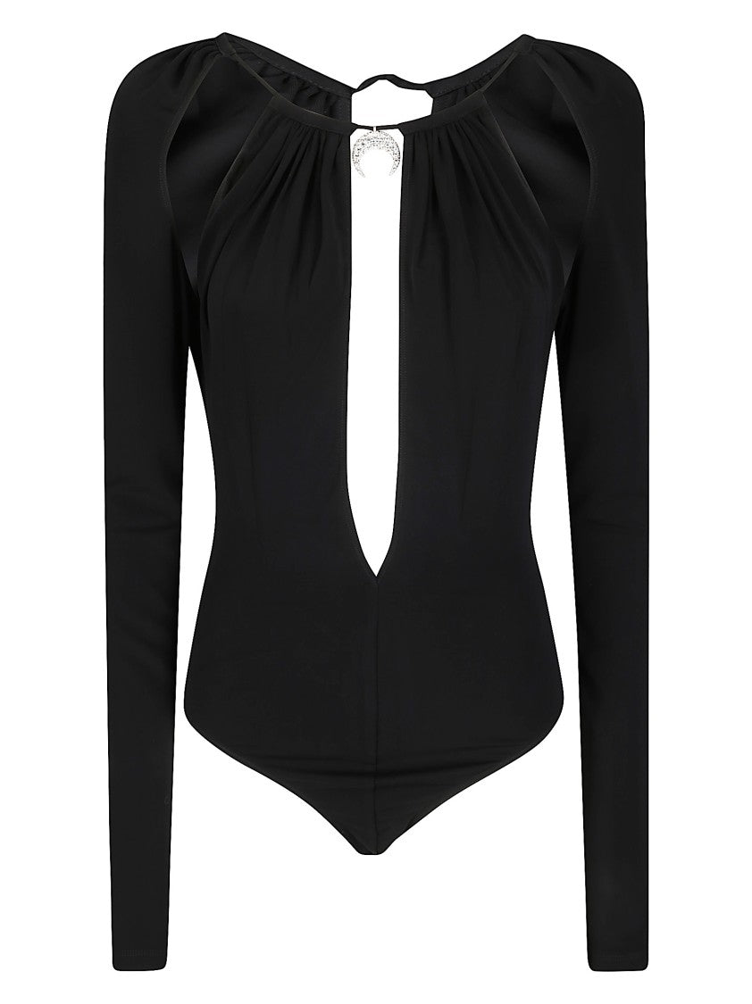 Marine Serre Top Draped Jersey Ls Crewneck