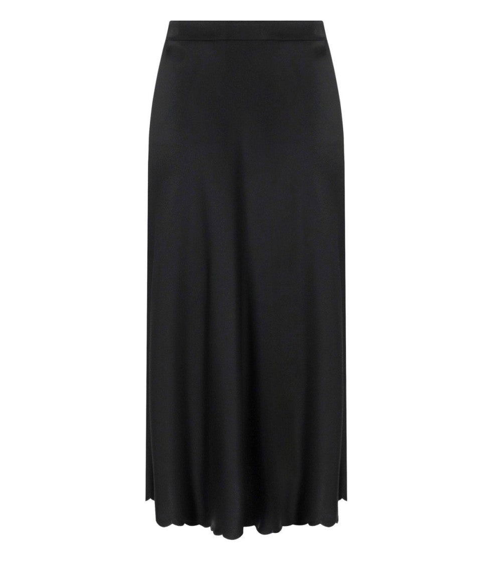 Elisabetta Franchi Black Satin Midi Skirt