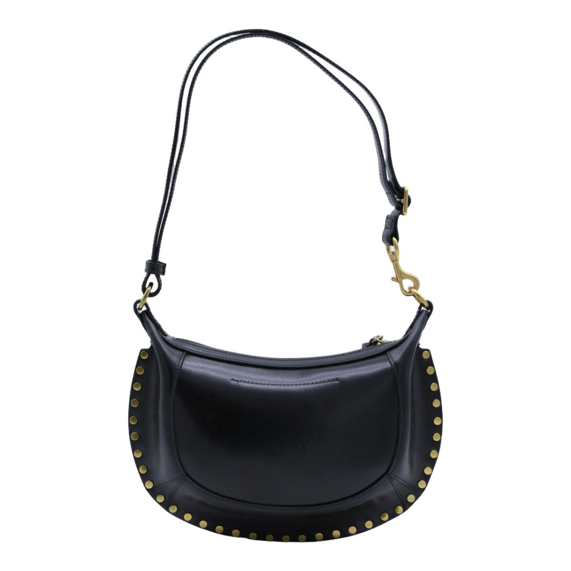 Isabel Marant Crescent-Shaped Black Shoulder Bag With Gold-Tone Accents