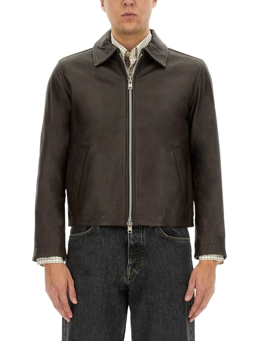 Sunflower Cropped Brown Leather Jacket