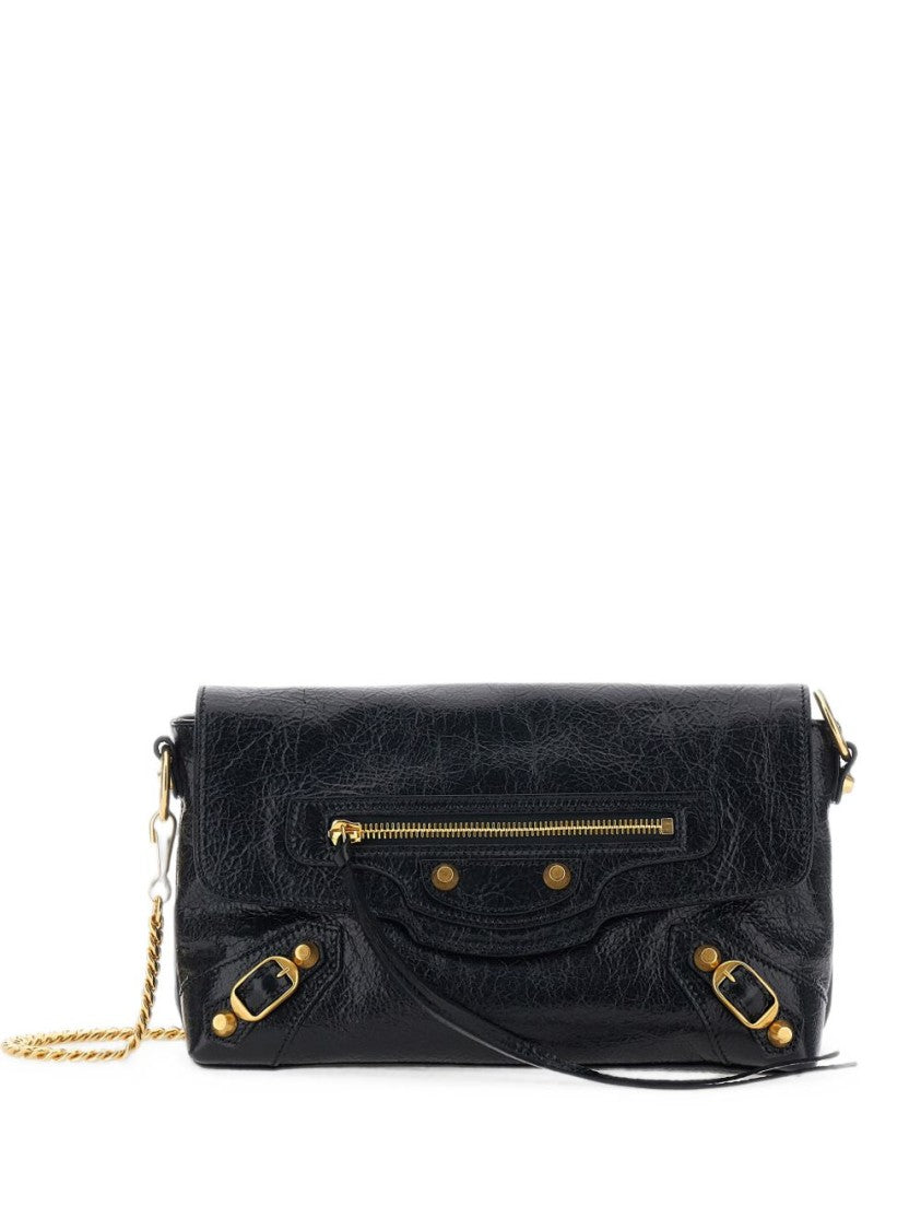 Balenciaga Le City Textured Lamb Leather Chain Clutch