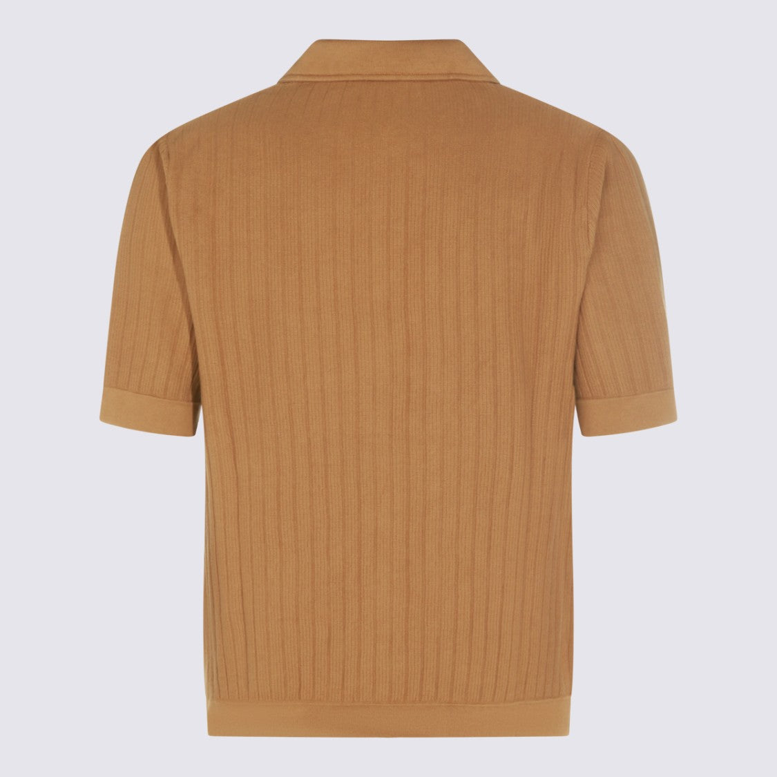 Lardini Short-Sleeve Ribbed Knit Shirt With Button-Down Front