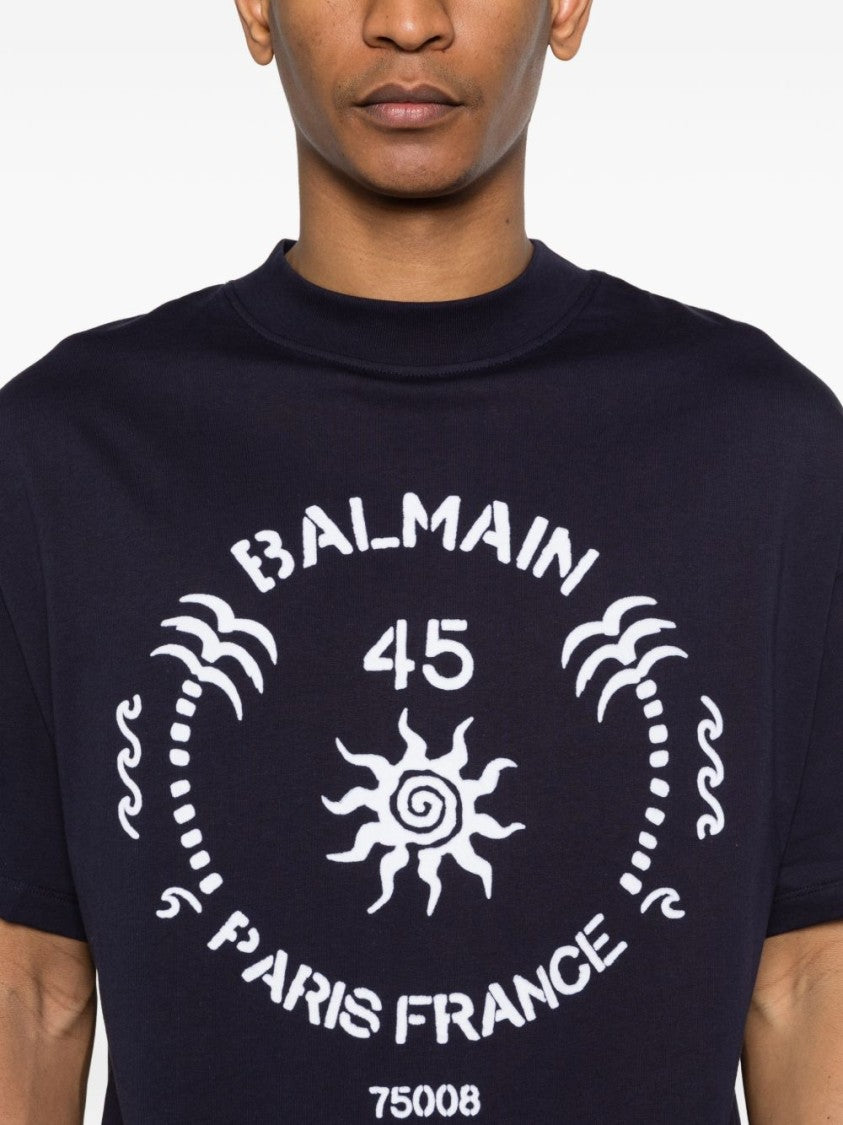 Balmain Deep Navy Boxy Fit Abstract T-Shirt