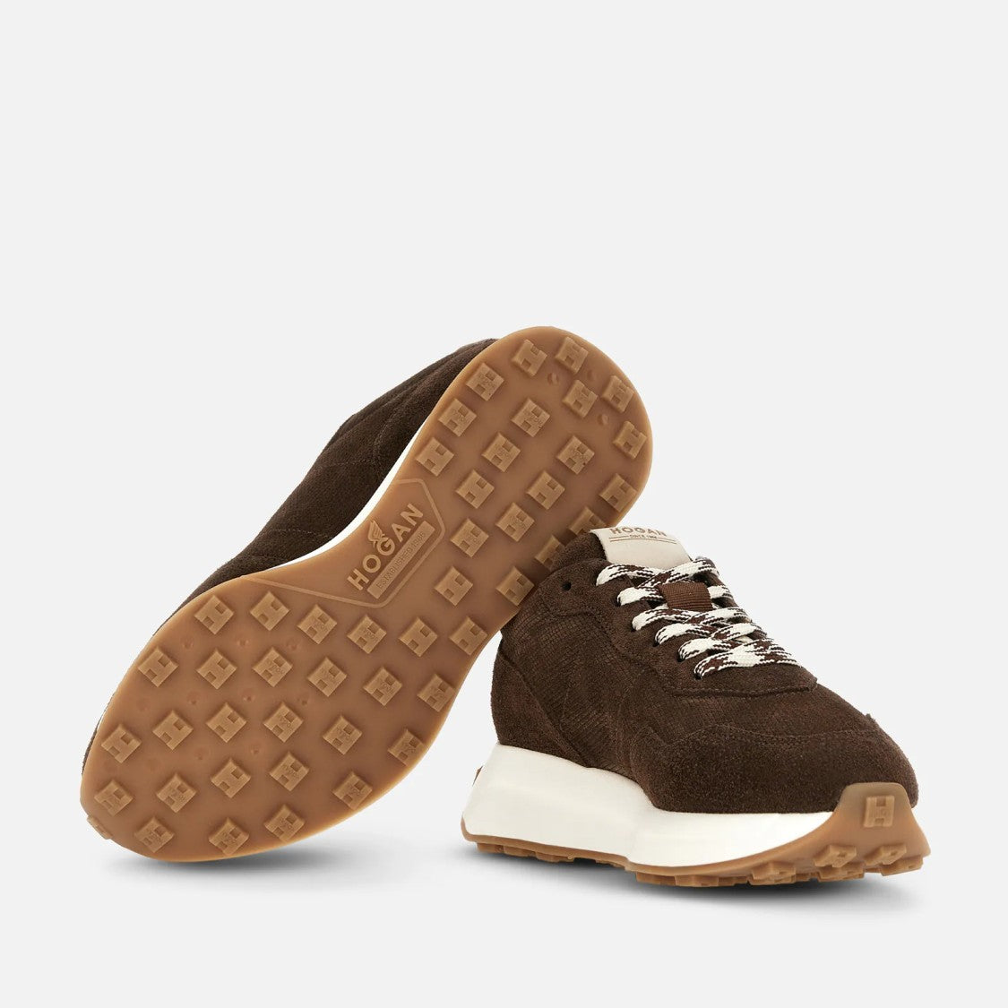 Hogan Rich Brown Suede Chunky Low-Top Sneakers