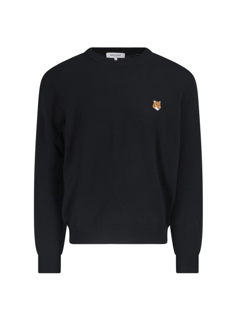 Maison Kitsuné Black Fox Head Ribbed Cotton Sweatshirt