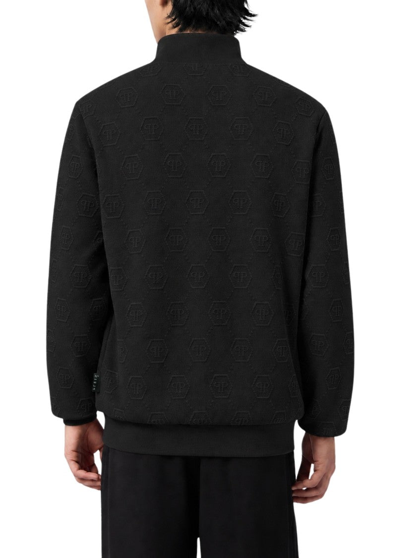 Philipp Plein Jacquard Monogram Pattern Zip-Through Knit