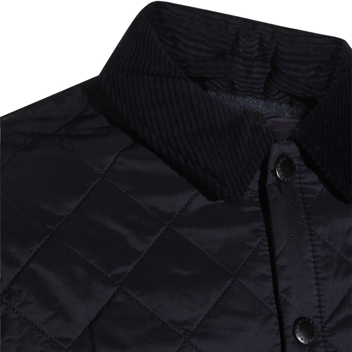 Barbour Quilted Blue Jacket With Corduroy Collar