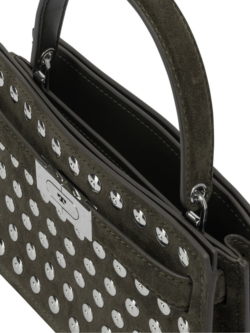 Tory Burch Trapezoidal Suede Handbag With Metallic Studs