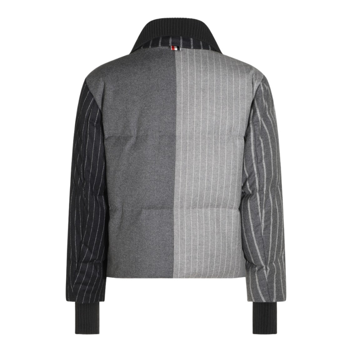 Thom Browne Patchwork Wool Ribbed Collar Toggle Coat
