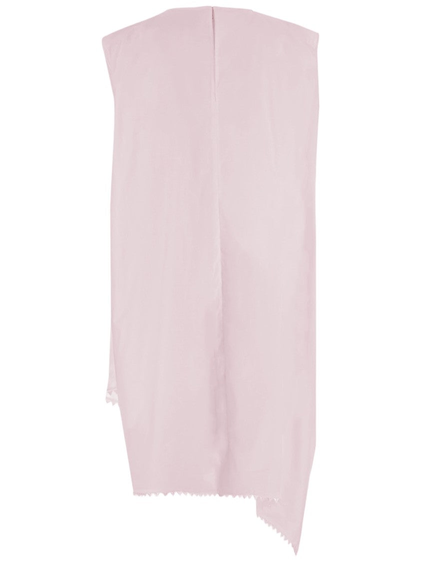 Jacquemus Asymmetrical Layered Cotton Dress With Mandarin Collar