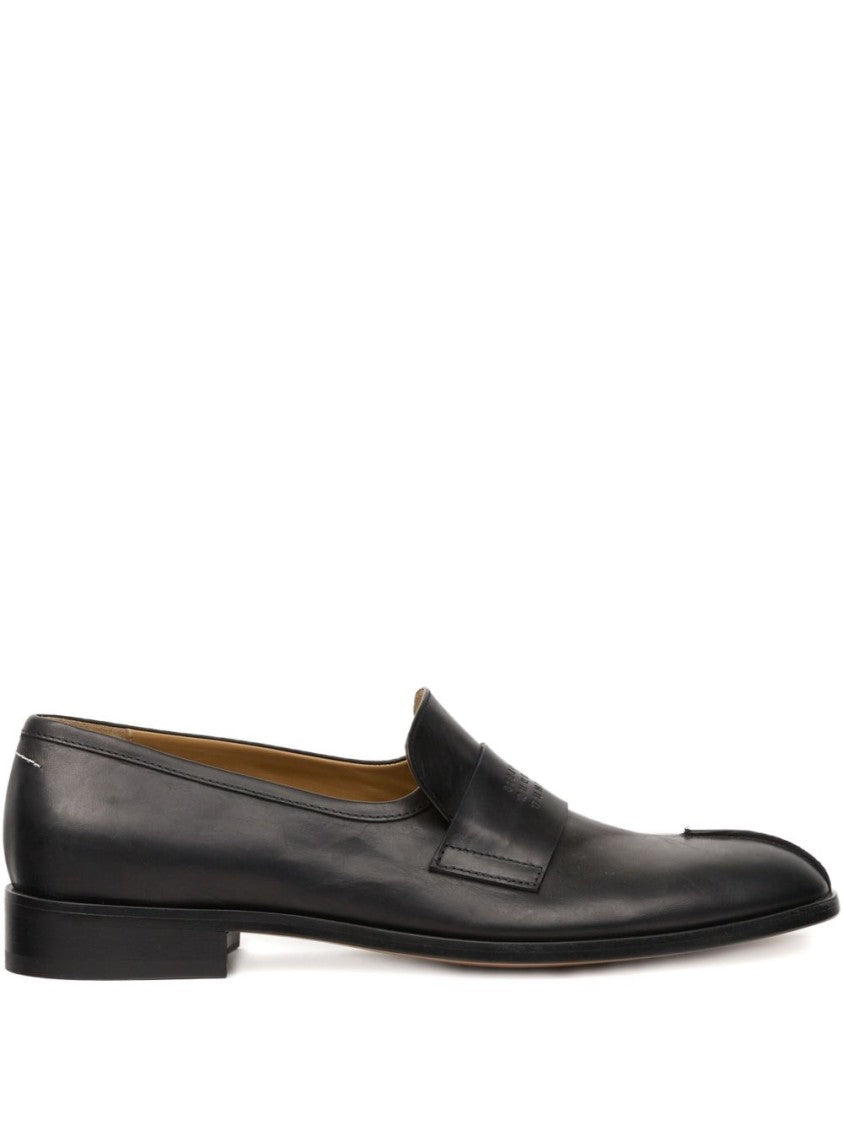Mm6 By Maison Margiela Split-Toe Loafers In Black Calf Leather