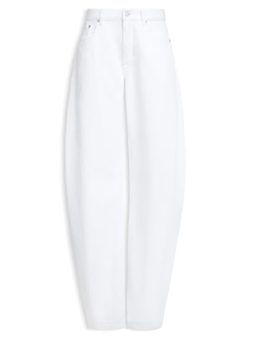 Alaïa White Cotton Denim Round High-Waisted Jeans