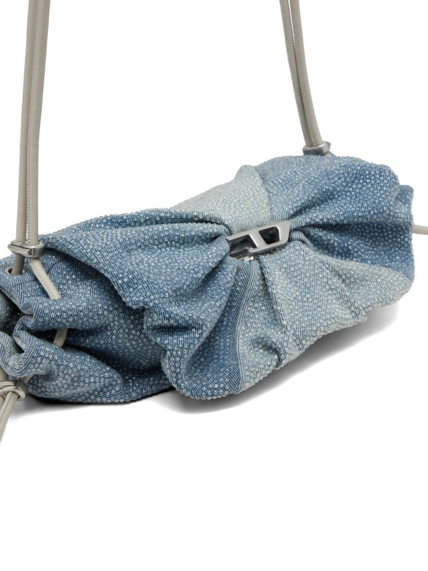 Diesel Ruched Handbag In Gradient Blue Fabric With Comfortable Strap