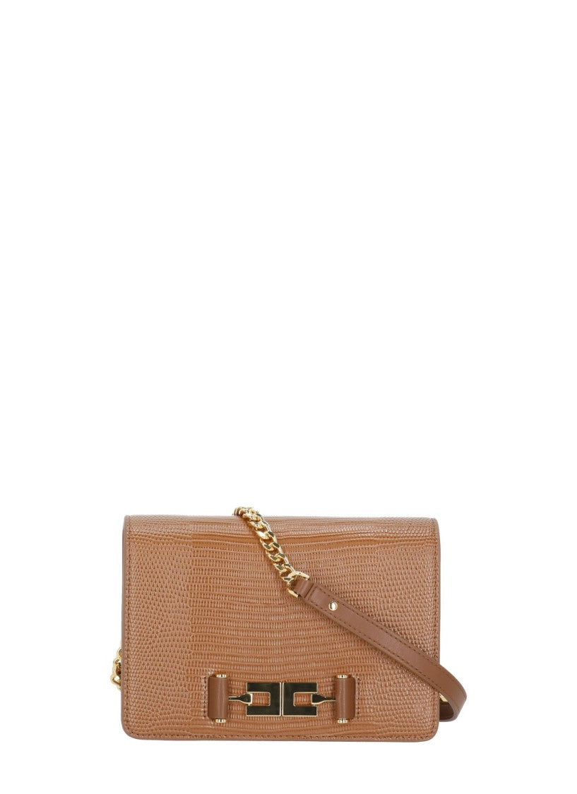 Elisabetta Franchi Rectangular Shoulder Bag With Lizard Effect
