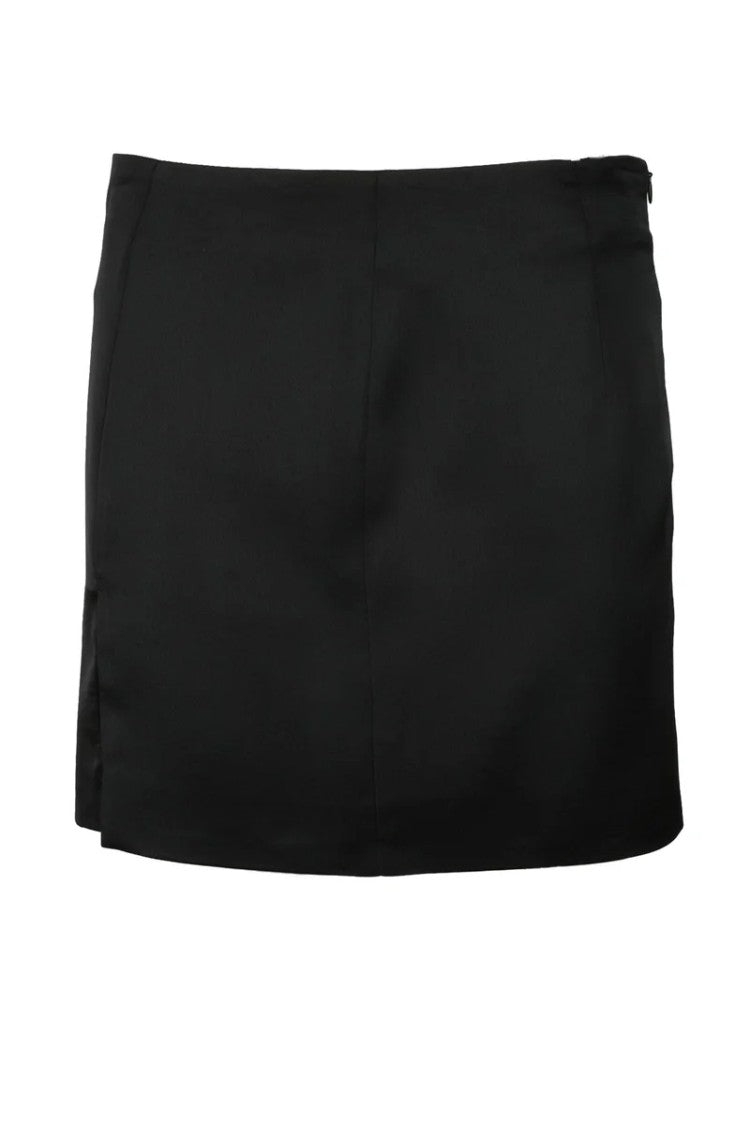 Nine Minutes Black Straight Polyester Mini Skirt