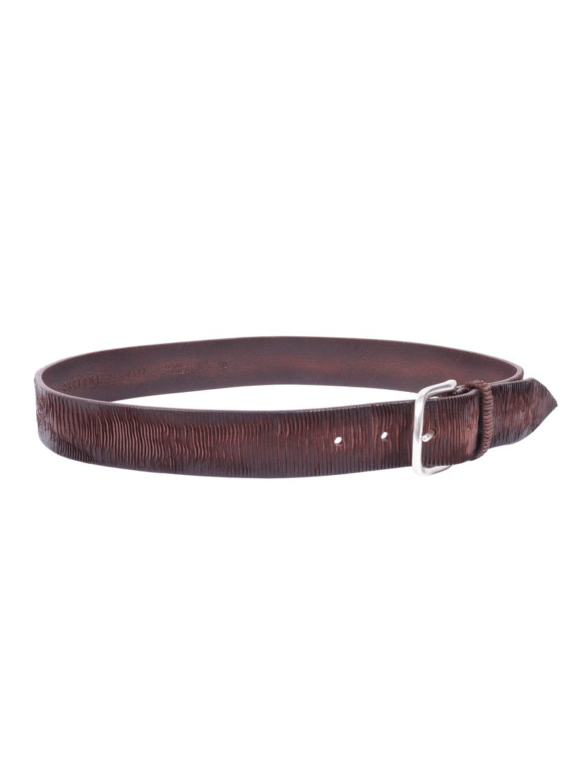 Claudio Orciani Dark Brown Textured Calf Belt