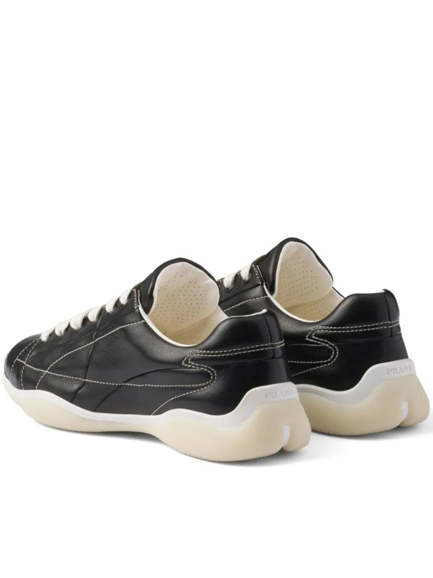 Prada Spin Nappa Leather Geometric Sneakers