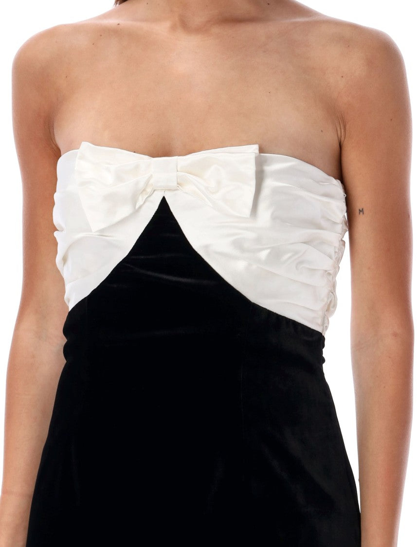 Alessandra Rich Mini Dress Velvet Duchesse Bow